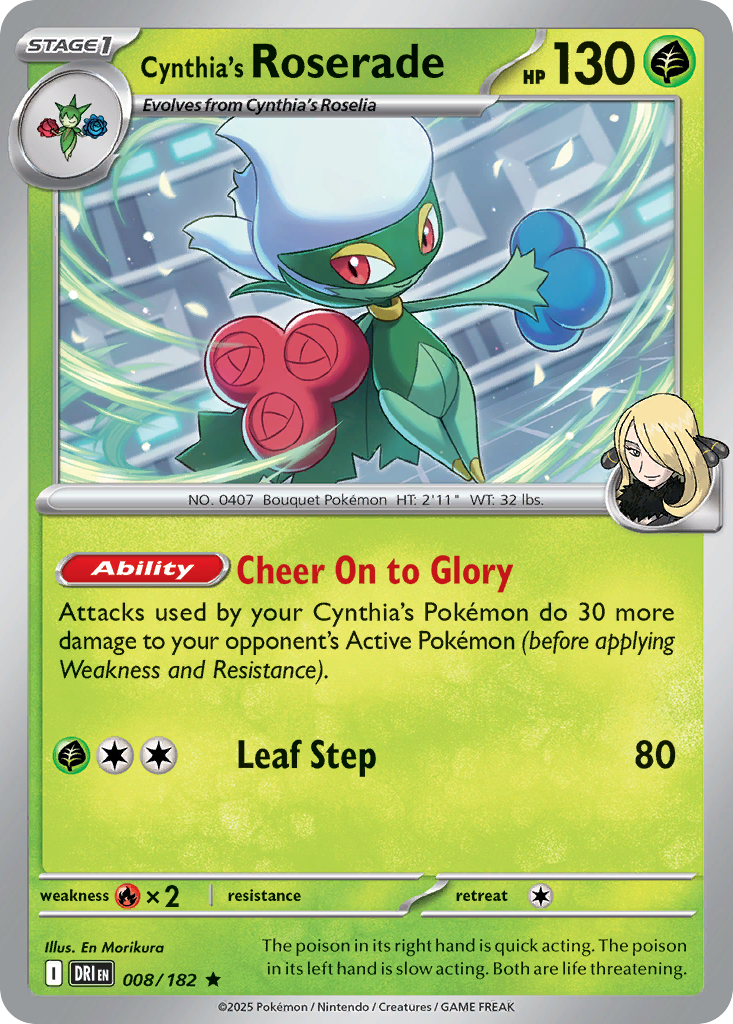 Cynthia's Roserade 008/182 Rare Destined Rivals Reverse Holo