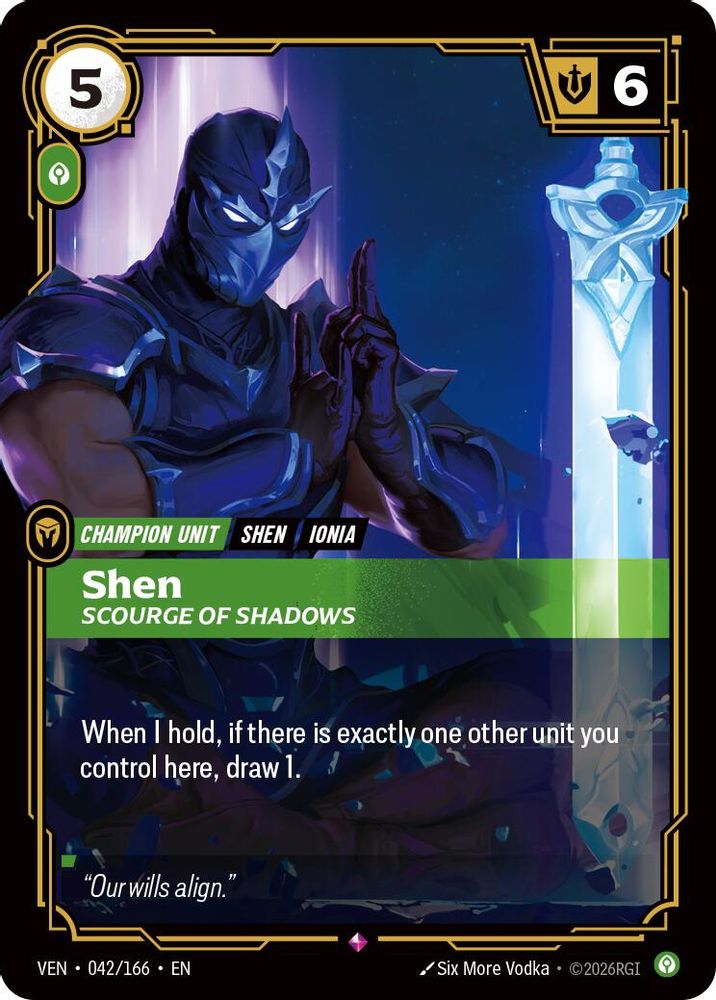 Shen - Scourge of Shadows 042/166 Rare Vendetta Foil
