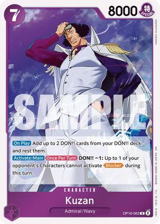 Kuzan OP16-063 Rare The Time of Battle Foil