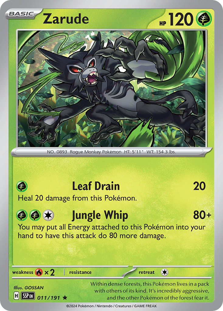Zarude 011/191 Rare Surging Sparks Reverse Holo