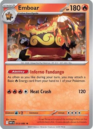 Emboar 013/086 Holo Rare White Flare Reverse Holo