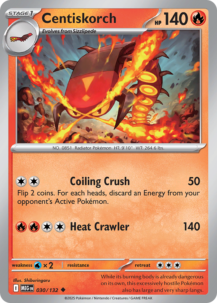 Centiskorch 030/132 Uncommon Mega Evolution Reverse Holo