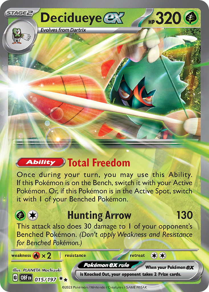 Decidueye ex 015/197 Double Rare Obsidian Flames Pokemon Holo