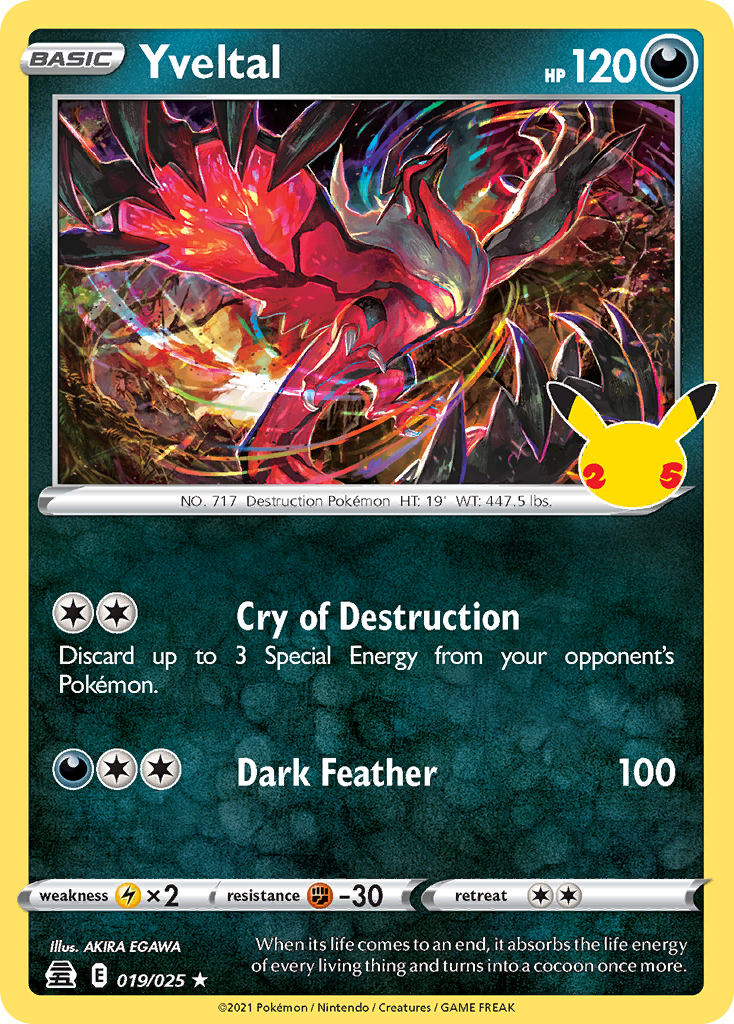 Yveltal 019/025 Rare Celebrations Holo
