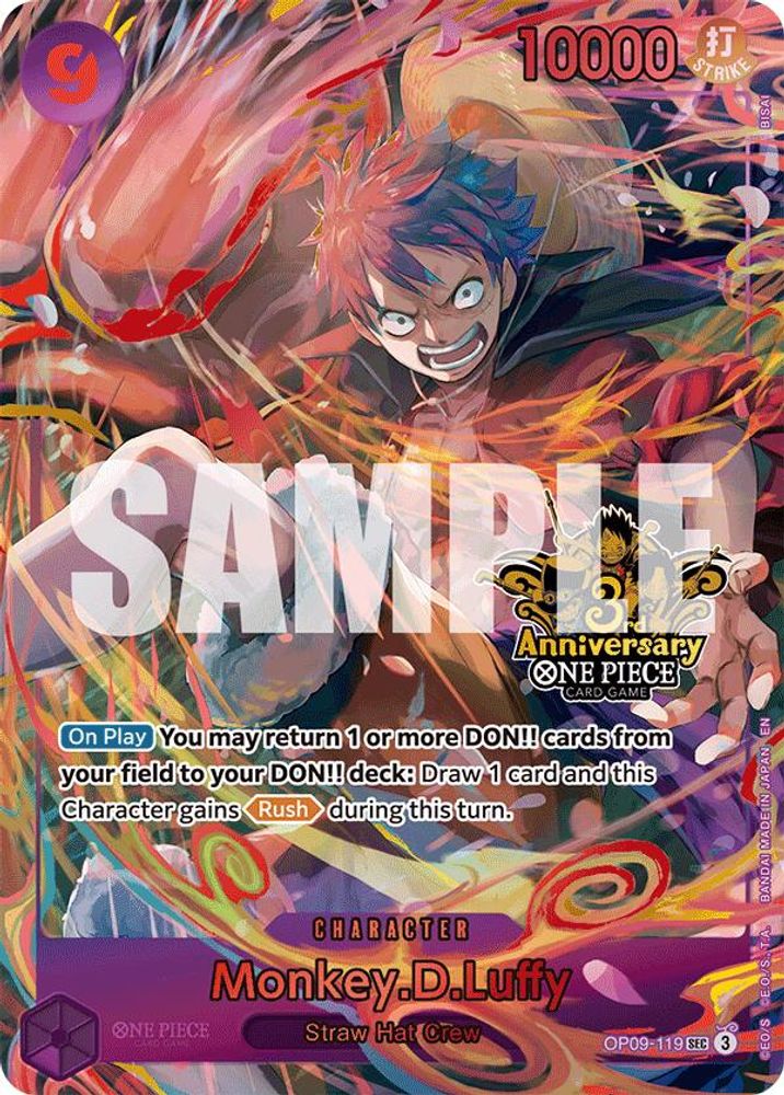 Monkey.D.Luffy (Japanese Version 3rd Anniversary Set) OP09-119 Promotion Cards Foil
