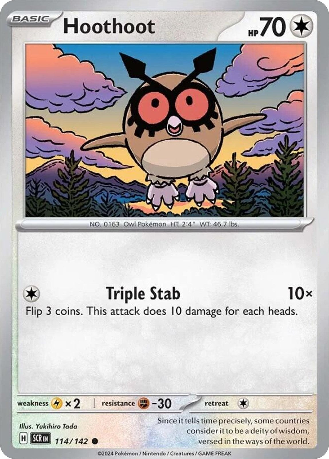 Hoothoot 114/142 Common Stellar Crown Reverse Holo