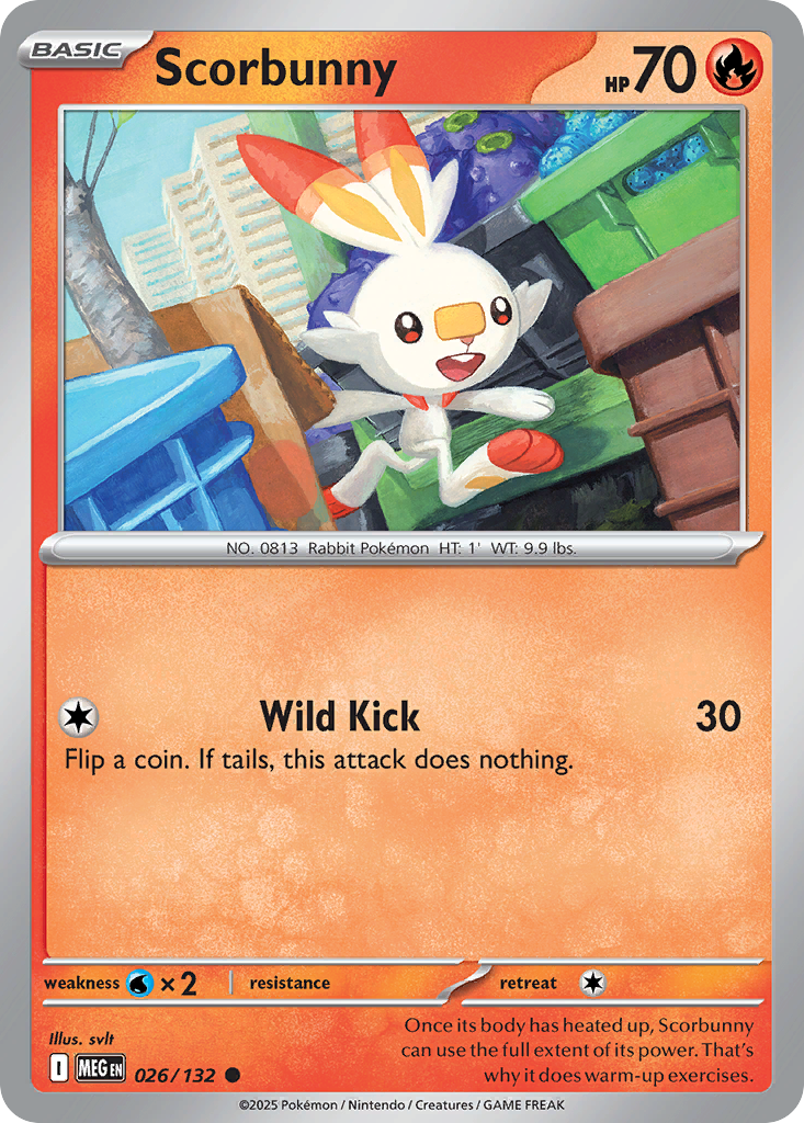 Scorbunny 026/132 Common Mega Evolution Reverse Holo