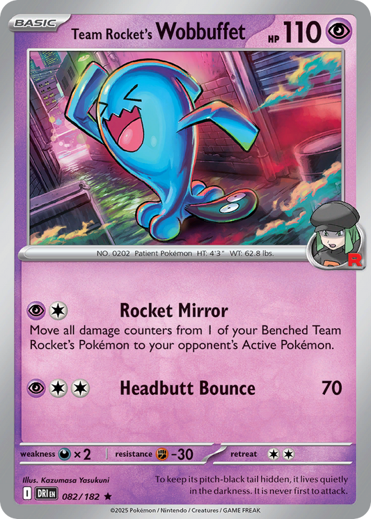 Team Rocket's Wobbuffet 082/182 Rare Destined Rivals Holo
