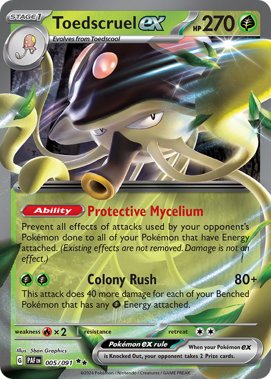 Toedscruel ex 005/091 Double Rare Paldean Fates Pokemon Holo