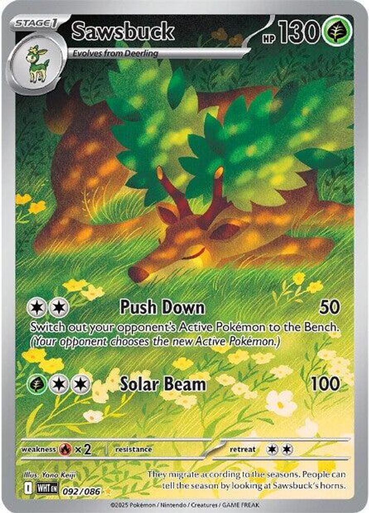 Sawsbuck 092/086 Holo Illustration Rare White Flare