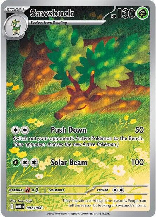 Sawsbuck 092/086 Holo Illustration Rare White Flare
