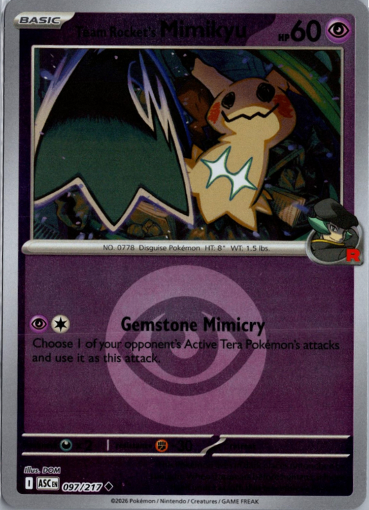 Team Rocket's Mimikyu (Energy Symbol Pattern) 097/217 Ascended Heroes Reverse Holo