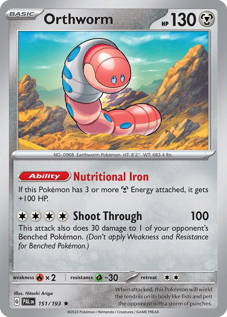 Orthworm 151/193 Rare Paldea Evolved Holo