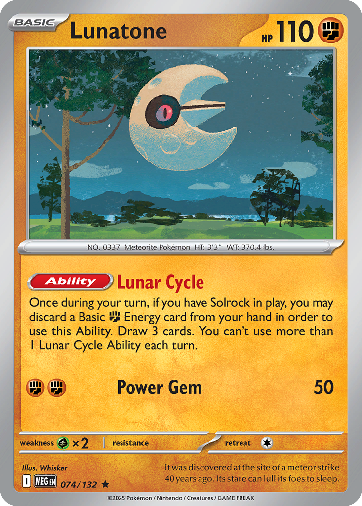 Lunatone 074/132 Rare Mega Evolution Holo