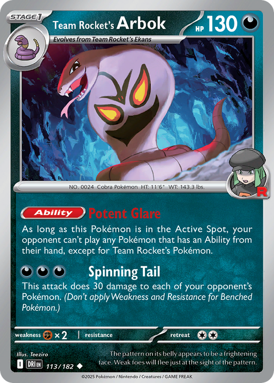 Team Rocket's Arbok 113/182 Uncommon Destined Rivals