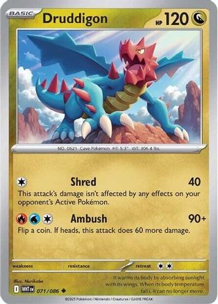 Druddigon 071/086 Uncommon White Flare Reverse Holo