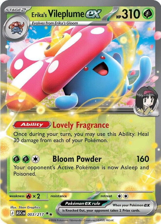 Erika's Vileplume ex 003/217 Double Rare Ascended Heroes Pokemon Holo