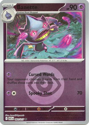 Banette (Energy Symbol Pattern) 091/217 Ascended Heroes Reverse Holo