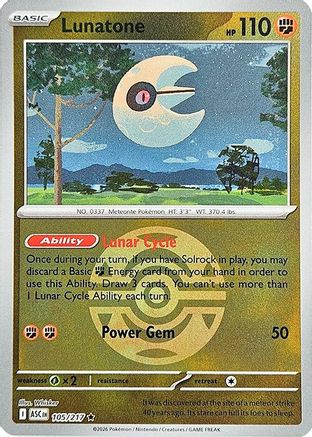 Lunatone (Dusk Ball) 105/217 Holo Rare Ascended Heroes Reverse Holo