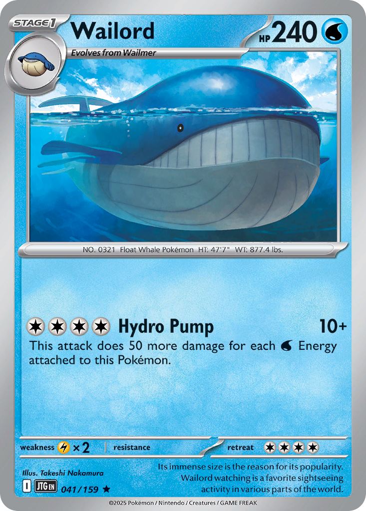 Wailord 041/159 Rare Journey Together Holo