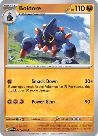 Boldore 047/086 Common White Flare Reverse Holo