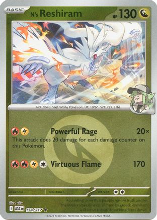 N's Reshiram (Energy Symbol Pattern) 154/217 Ascended Heroes Reverse Holo