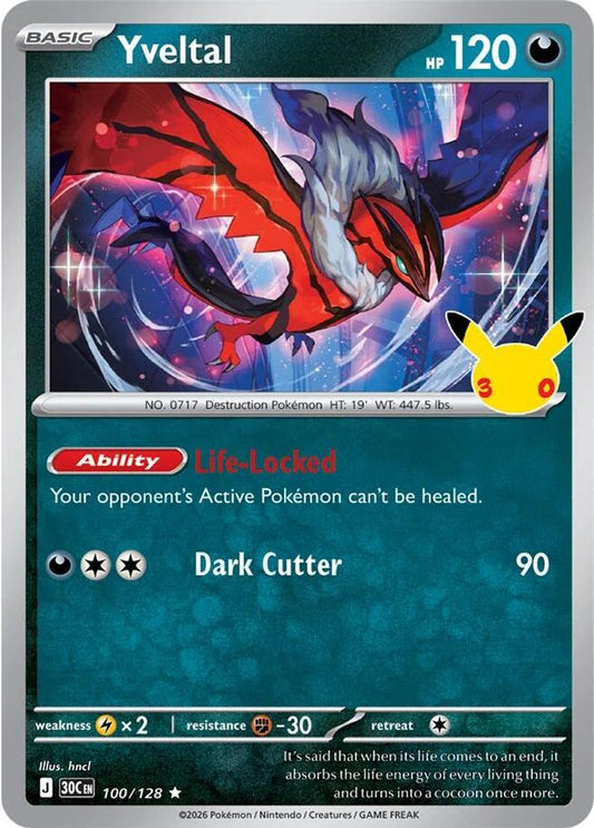 Yveltal 100/128 ME: 30th Celebration Pokemon Holo Near Mint