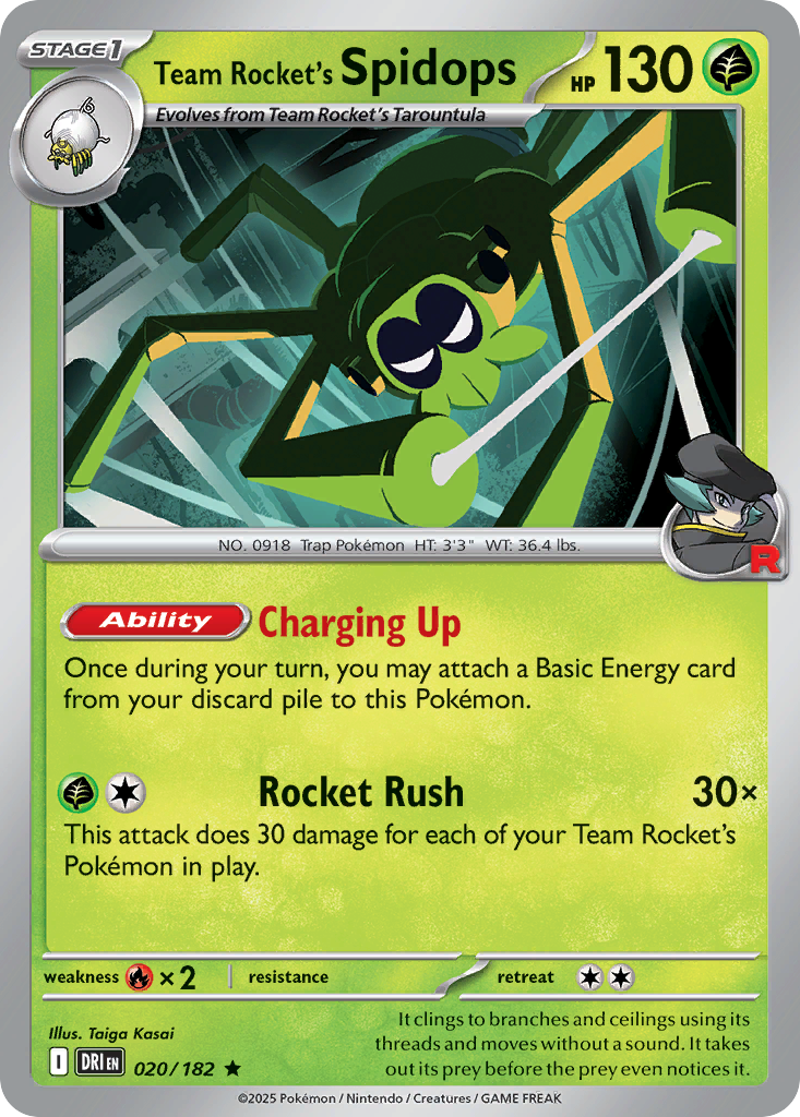 Team Rocket's Spidops 020/182 Rare Destined Rivals Holo