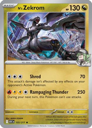 N's Zekrom 155/217 Rare Ascended Heroes Holo