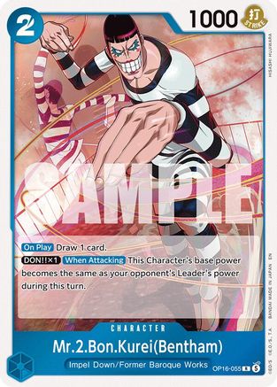 Mr.2.Bon.Kurei(Bentham) (055) OP16-055 Rare The Time of Battle Foil