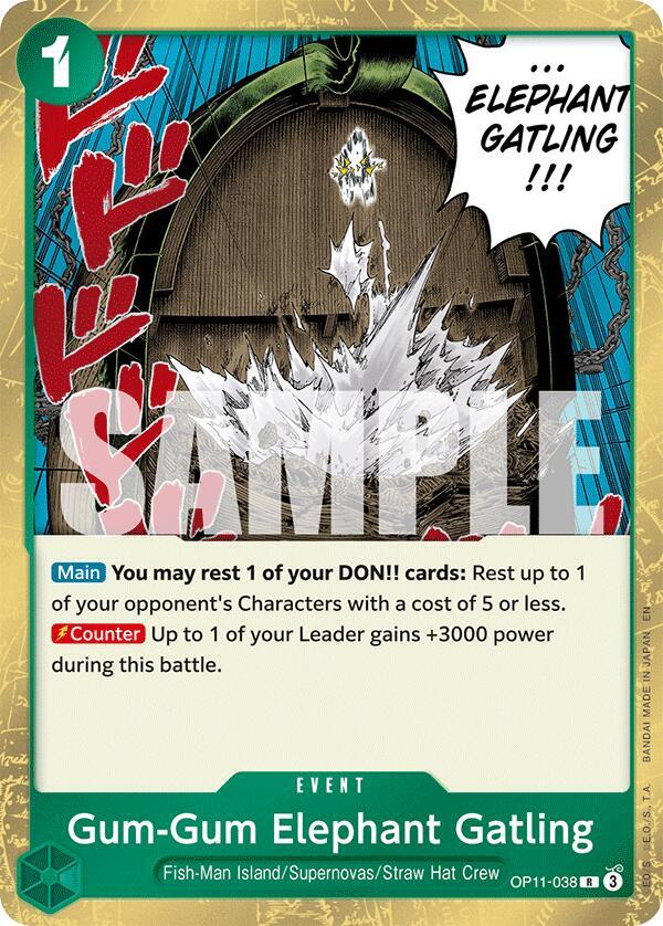Gum-Gum Elephant Gatling OP11-038 Rare A Fist of Divine Speed Foil