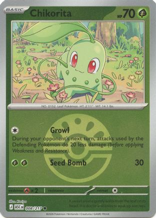 Chikorita (Friend Ball) 008/217 Common Ascended Heroes Reverse Holo