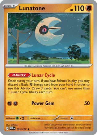 Lunatone 105/217 Rare Ascended Heroes Holo