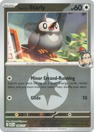 Larry's Starly (Energy Symbol Pattern) 168/217 Ascended Heroes Reverse Holo