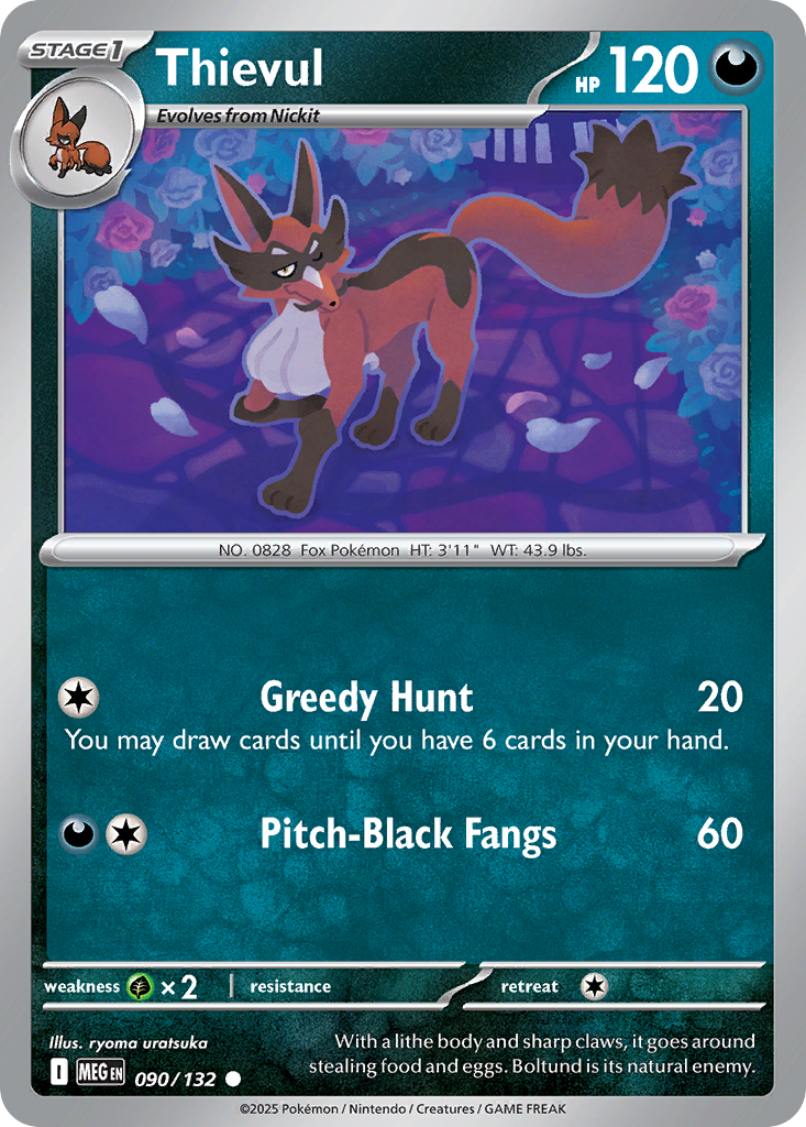 Thievul 090/132 Common Mega Evolution Reverse Holo
