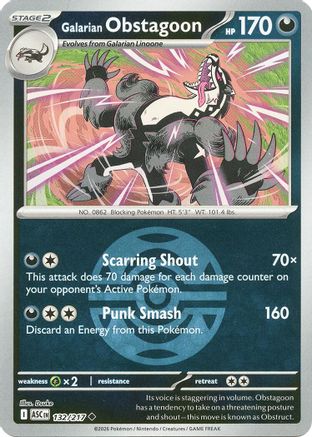 Galarian Obstagoon (Dusk Ball) 132/217 Ascended Heroes Reverse Holo