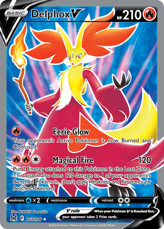 Delphox V 173/196 Ultra Rare Lost Origin Pokemon Holo
