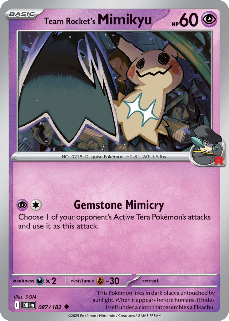 Team Rocket's Mimikyu 087/182 Uncommon Destined Rivals
