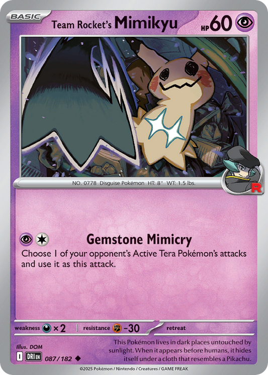 Team Rocket's Mimikyu 087/182 Uncommon Destined Rivals