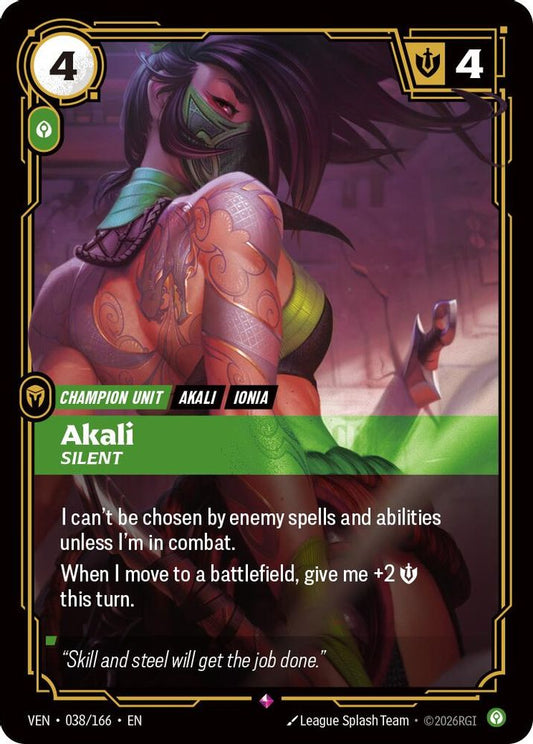 Akali - Silent 038/166 Rare Vendetta Foil