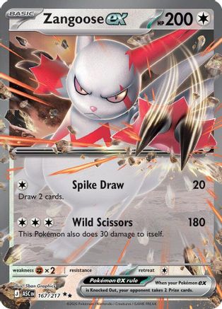Zangoose ex 167/217 Double Rare Ascended Heroes