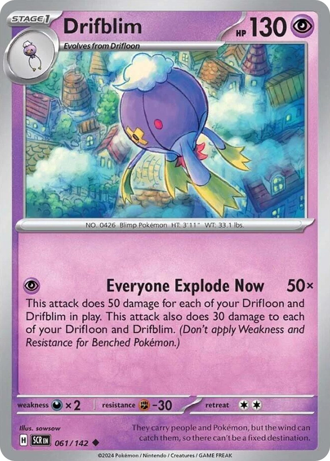 Drifblim 61/142 Uncommon Stellar Crown Reverse Holo