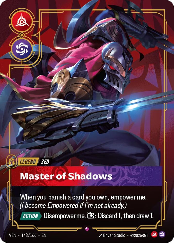 Zed - Master of Shadows 143/166 Rare Vendetta Foil