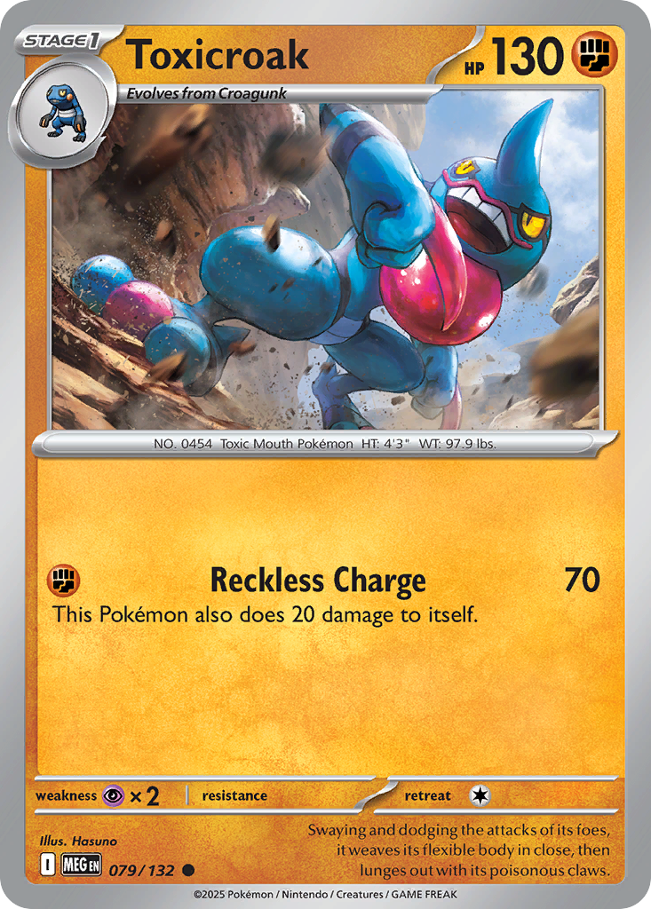 Toxicroak 079/132 Common Mega Evolution Reverse Holo
