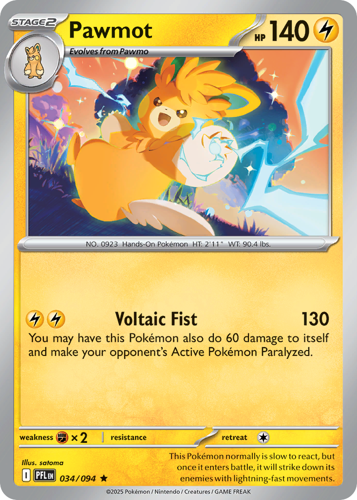 Pawmot 034/094 Rare Phantasmal Flames Holo