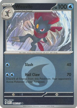 Weavile (Energy Symbol Pattern) 045/217 Ascended Heroes Reverse Holo