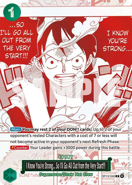 I Know You're Strong... So I'll Go All Out from the Very Start!!! OP13-040 Promotion Cards