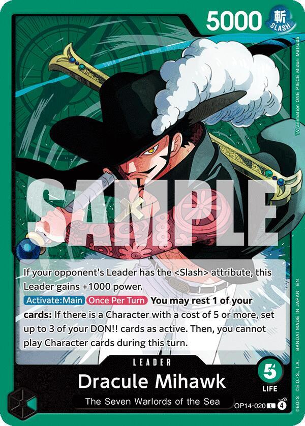 Dracule Mihawk OP14-020 Leader The Azure Sea's Seven