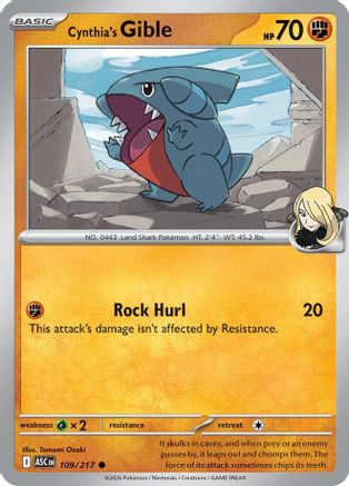 Cynthia's Gible 109/217 Common Ascended Heroes