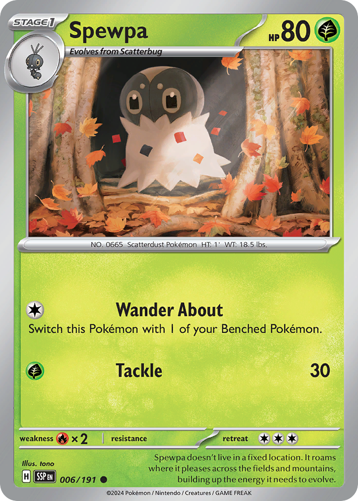 Spewpa 006/191 Common Surging Sparks Reverse Holo